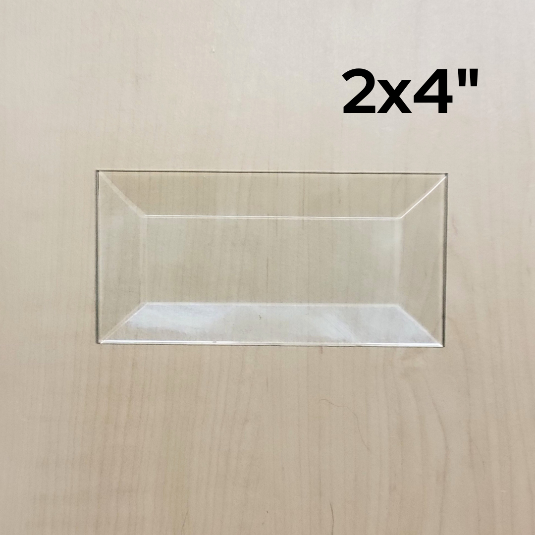 2"x4" Clear Bevel Rectangle (2 inch x 4 inch) | 10 or 30 Pack